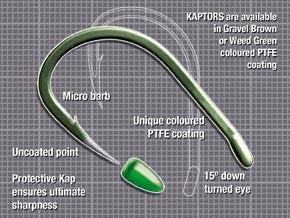CARP Korda Kaptor Wide Gape Hooks ( Green ) 1 CARP Korda Kaptor Wide Gape Hooks ( Green )