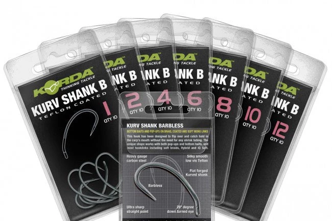 CARP Korda Curv Shank Barbless Hooks 1 CARP Korda Curv Shank Barbless Hooks