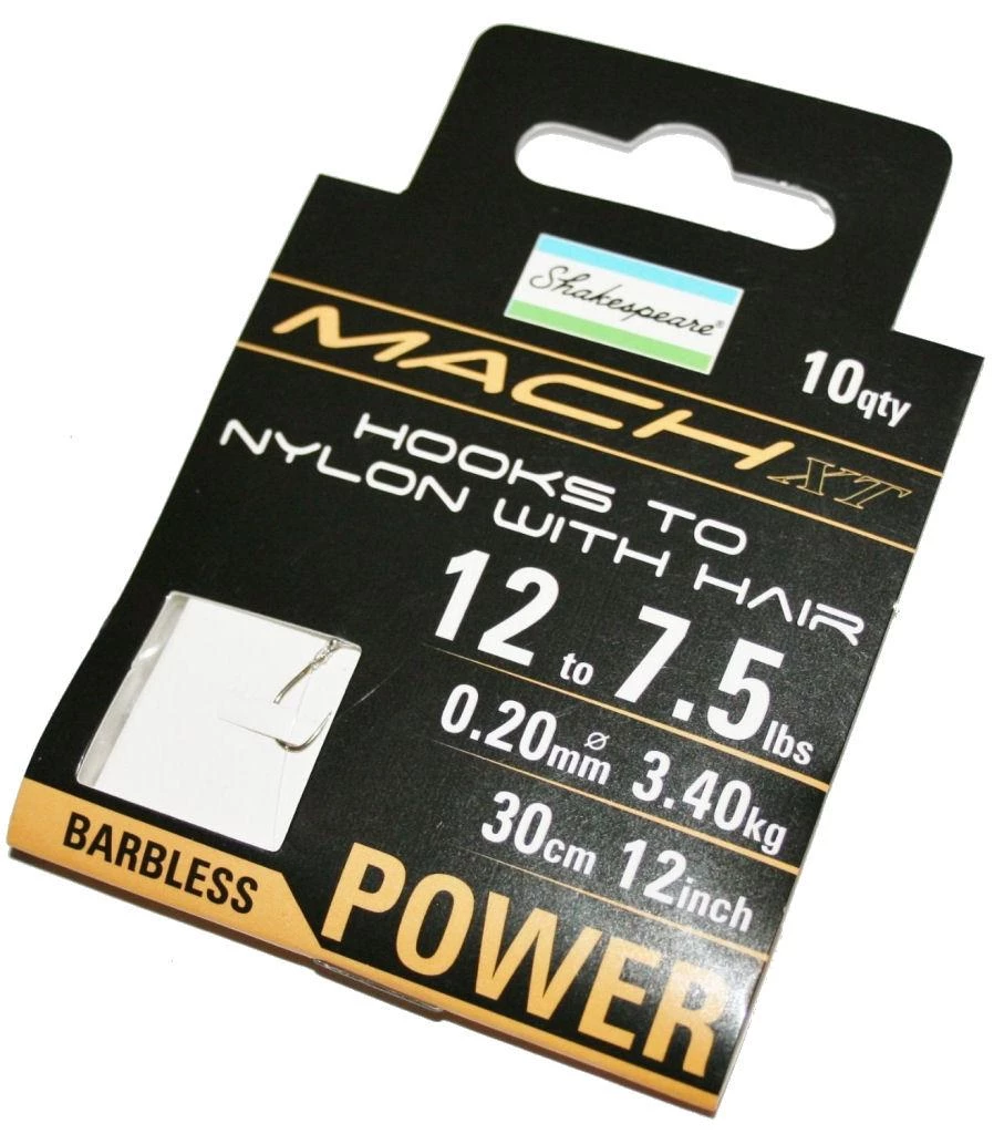 Shakespeare Mach Power Hooks To Nylon Barbless 1 Shakespeare Mach Power Hooks To Nylon Barbless